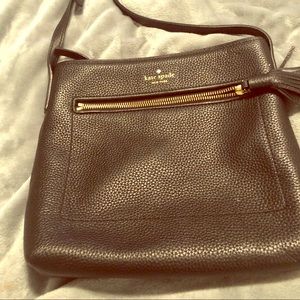 Cross body black leather handbag